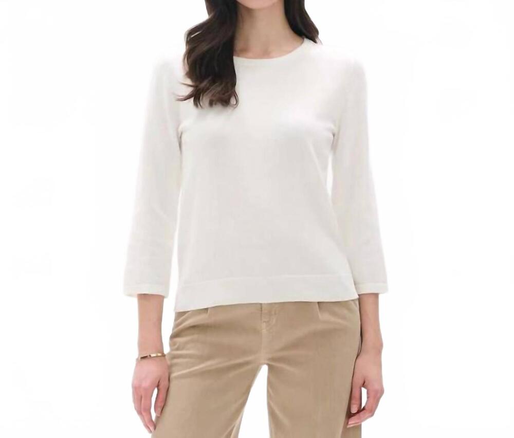 NEW HATLEY three quarter sleeve knit top in white